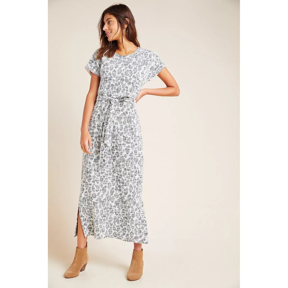Anthropologie Dolan Taleen Textured Dress Black White Large